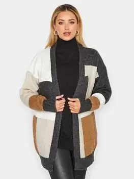 Image of Yours Colour Block Cardigan - Natural, Size 18-20, Women