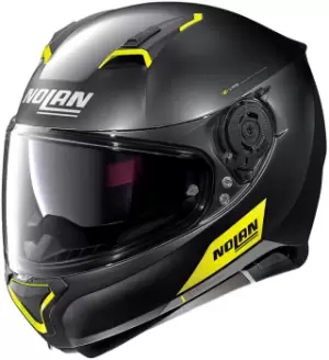 Image of Nolan N87 Emblema N-Com Helmet, black-yellow, Size S, black-yellow, Size S