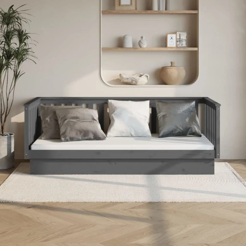 Image of Vidaxl Day Bed Grey 100X200 Cm Solid Wood Pine, Grey 821571