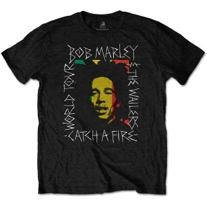 Image of Bob Marley - Rasta Scratch Unisex Medium T-Shirt - Black