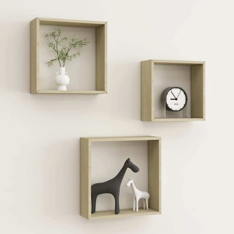 Image of VIDAXL Wall Cube Shelves 3 pcs Sonoma Oak Vidaxl 8720286418208