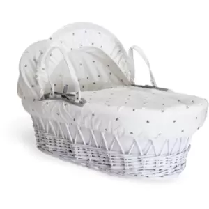 Image of Clair de Lune Lullaby Hearts White Wicker Moses Basket