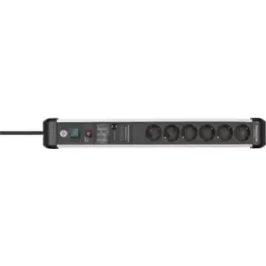 Image of Brennenstuhl 1391010600 Surge protection power strip Aluminium (anodised), Black PG connector