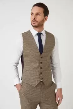 Image of Mens Skinny Neutral Puppytooth Waistcoat