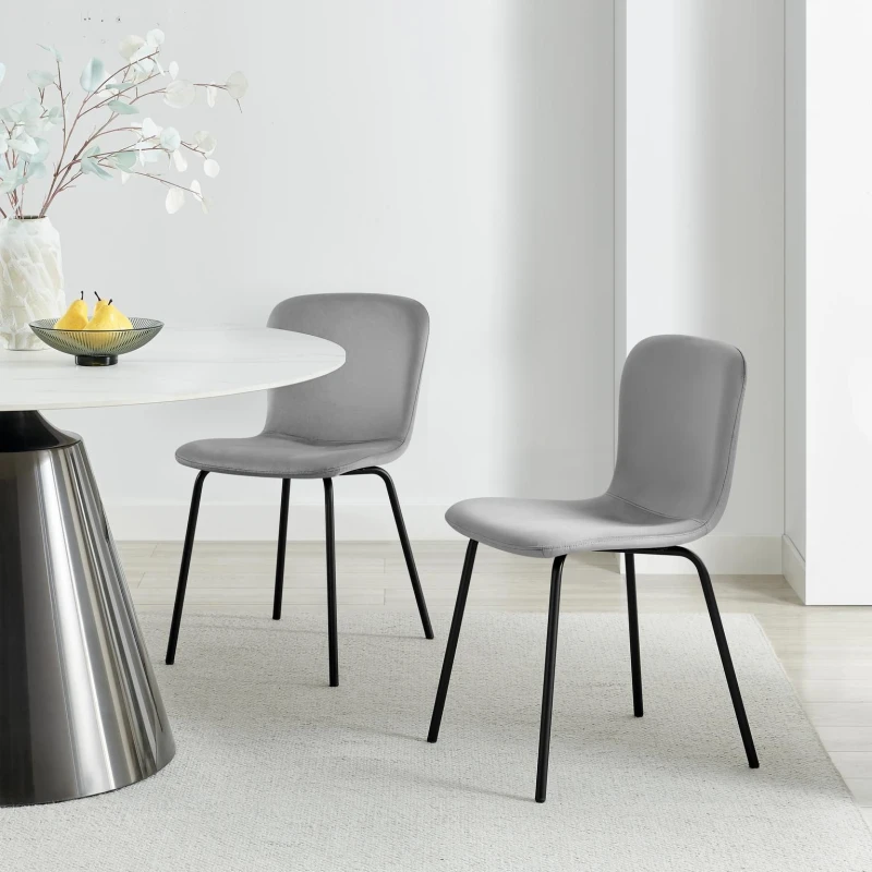 Image of FurnitureboxUK FurnitureboxUK 2 x Asti Black Velvet Dining Chairs in Grey Grey One Size Unisex 5056784308066