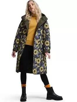 Image of Regatta X Orla Kiely Quilted Midi Reversible Jacket - Khaki, Size 10, Women