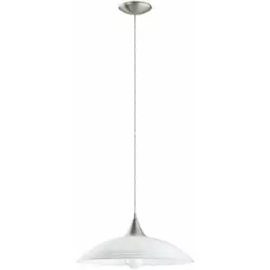 Image of Pendant Light Colour Satin Nickel Shade White Painted Satin Glass Bulb E27 1x60W