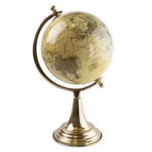 Image of Large Globe on Metal Stand Cream and Gold 37cm