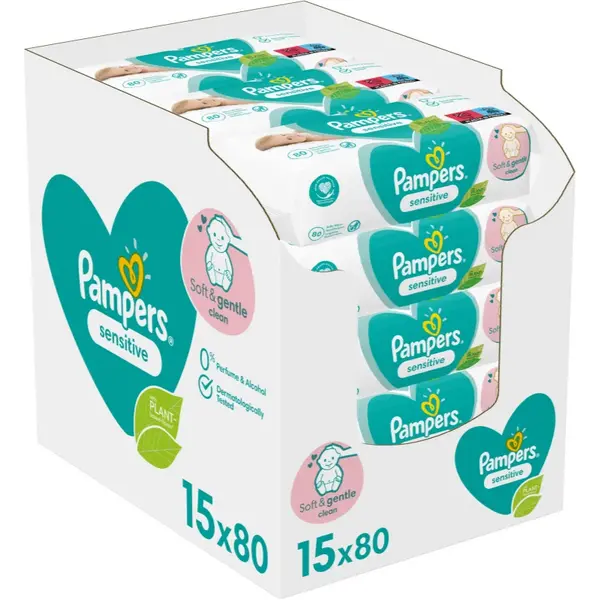 Image of Pampers Sensitive 15x80 Wet Wipes
