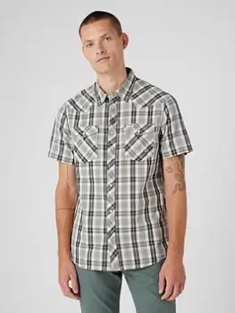 Image of Wrangler Western Check Short Sleeve Shirt - Black Size M Men