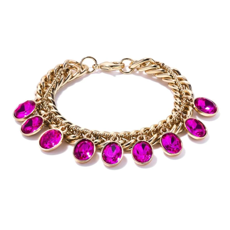 Image of The Fine Collective Womens Gold Plated Pink Paradise Bracelet Size: 7" Gold Female 7"