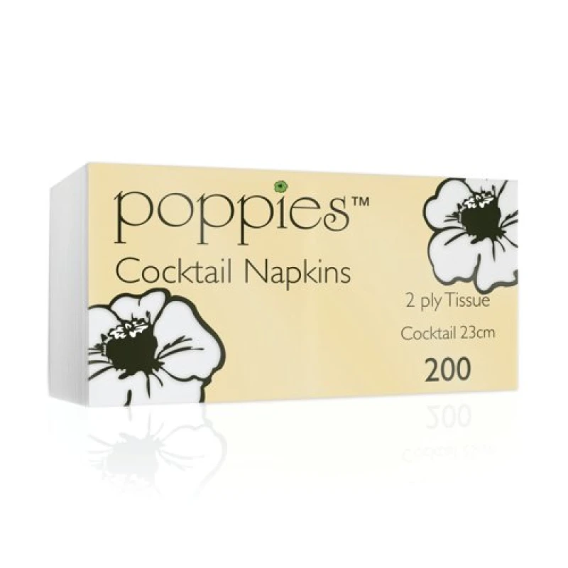 Image of Poppies Cocktail Napkins White (2000 Pack) 2424WH2