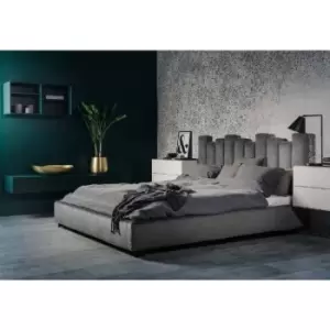 Image of Glexton Upholstered Beds - Plush Velvet, Double Size Frame, Grey - Grey