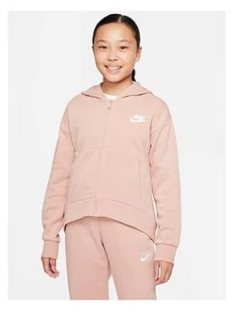 Image of Nike Older Girls Nsw Club Fleece Full Zip Hoodie - Light Pink, Size S=8-10 Years, Women