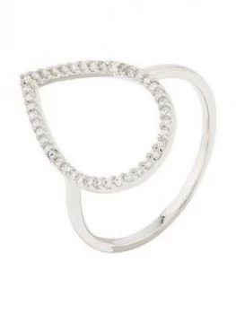 Image of Accessorize Z Pl Sparkle Pear Open Work Ring - Silver