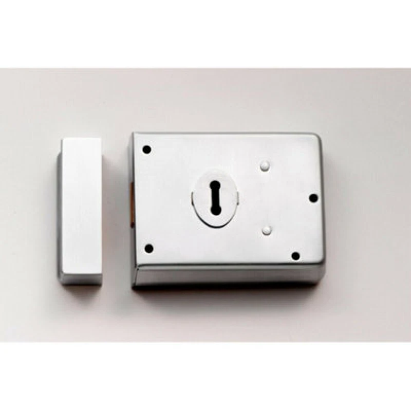 Image of Loops Traditional Contract Rim Deadlock 102 x 76mm Polished Chrome Door Latch Multi unisex