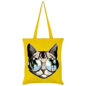 Image of Grindstore Cool Cat Tote Bag (One Size) (Yellow) - Yellow