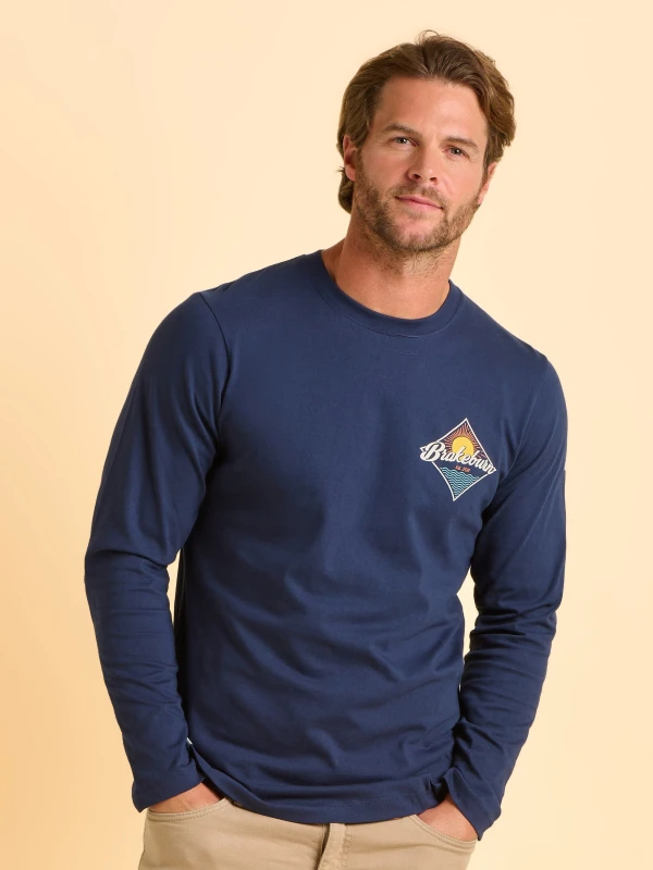 Image of Brakeburn Brakeburn Men Tasley Long Sleeve Tshirt in Navy Size: X-Large Navy XL Male 5052414966170