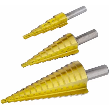 Image of 48890 3pc Titanium Step Drill Set - Rolson