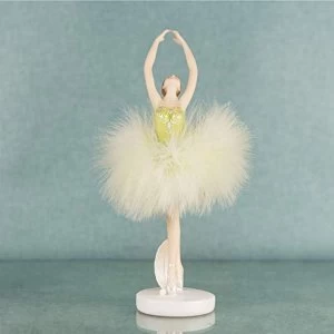 Image of Ballerina Dancer Resin Figurine in Green Dress 23.5cm