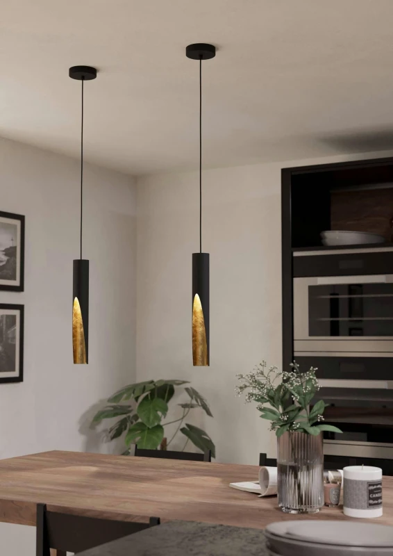 Image of EGLO Barbotto Black & Gold Steel Modern Pendant Light Black