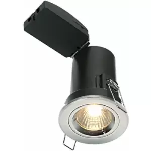 Image of Loops - Fixed fire rated GU10 Lamp Ceiling Down Light Chrome push fit fast fix Spotlight