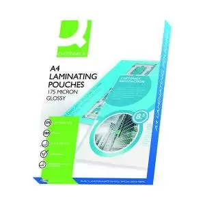 Image of Q-Connect 2x175 Micron Heavy Duty Laminating Pouches Pack of 100