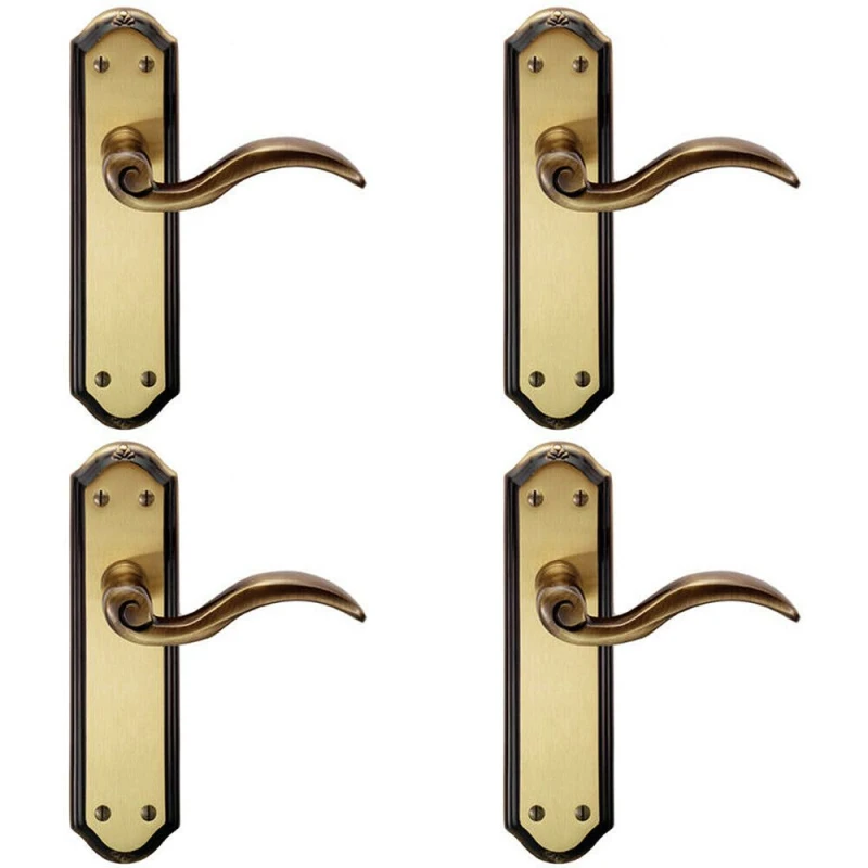 Image of Loops 4x PAIR Spiral Sculpted Handle on Latch Backplate 180 x 48mm Florentine Bronze Multi