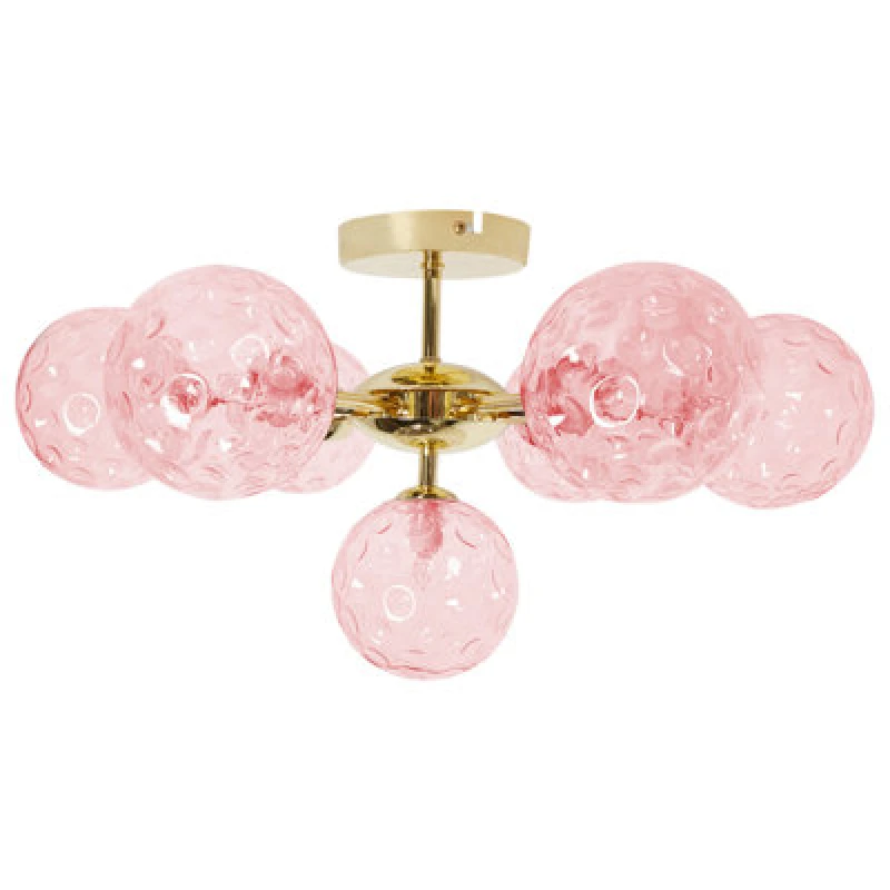 Image of Beliani Ceiling Lamp Anadyr Glass Pink