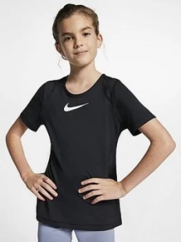 Image of Nike Pro Older Girls Training T-Shirt - Black