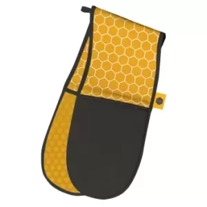 Image of Kitchen Pantry Made With Love Double Oven Gloves Yellow