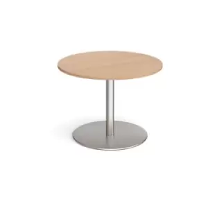 Image of Eternal circular boardroom table 1000mm - brushed steel base and beech top