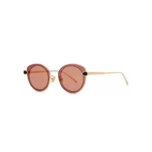 Image of Boucheron Gold-plated Oval-frame Sunglasses - RED