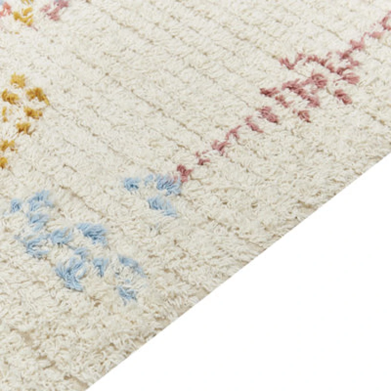 Image of Beliani Rug Bettiah Beige 140 X 200 Cm Cotton