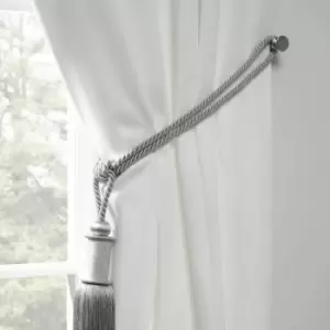 Image of Emma Barclay - Midnight Glitter Embellished Tasselled Tie Back, Silver