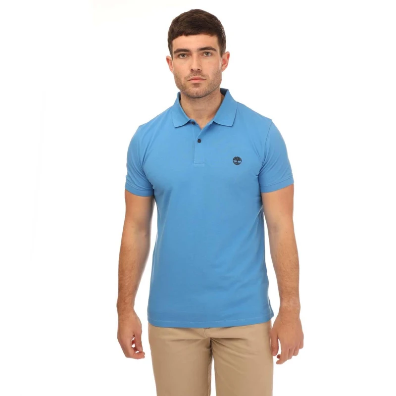 Image of Timberland Millers River Short Sleeve Polo - Blue Blue S