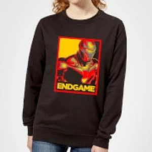 Image of Avengers Endgame Iron Man Poster Womens Sweatshirt - Black