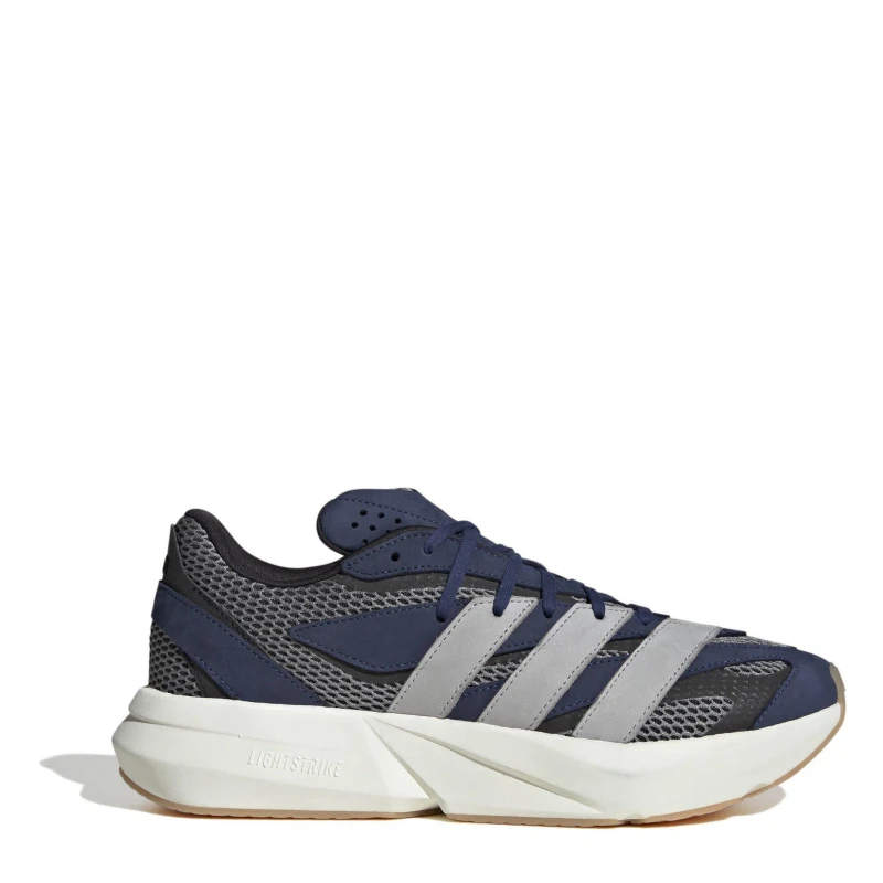 Image of adidas Mens Lightblaze Lightweight Breathable Mesh Premium Suede Running Shoes Dark Blue/Grey male 8 (42)