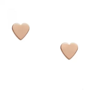 Image of Ladies Fossil Rose Gold Plated Heart Stud Earrings