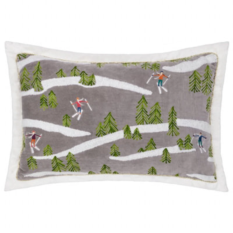 Image of Winter Alpine Embroidered Cushion Taupe, Taupe / 35 x 50cm / Polyester Filled