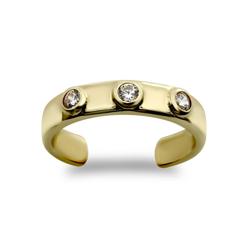 Image of Jewelco London 9ct Gold CZ Trilogy Band Toe Ring - JTR009 Gold female