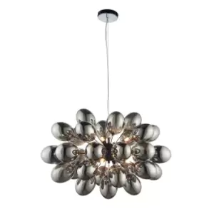 Image of Ceiling Pendant Light Black Chrome Plate & Smoked Mirror Glass 8 x 28W G9