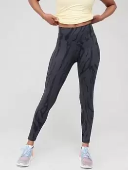 Image of adidas Optime Training Icons Printed 7/8 Leggings - Grey/Black, Grey/Black, Size S, Women