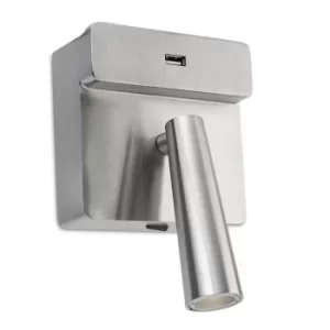 Image of Gamma LED Wall Reading USB Light Satin Nickel 175lm 2700K