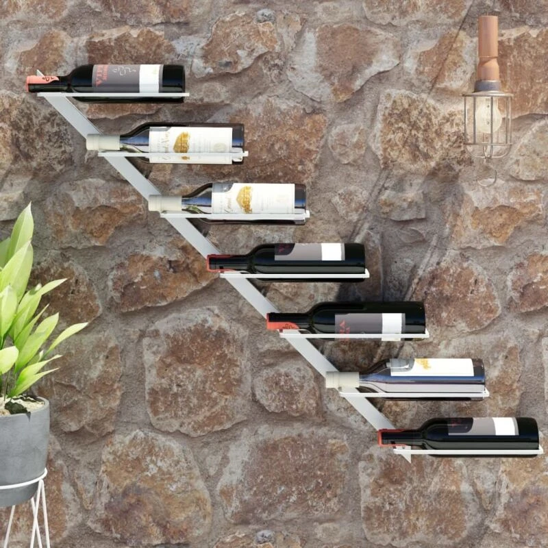 Image of VIDAXL Wall-mounted Wine Rack for 7 Bottles White Metal Vidaxl 8720286827109