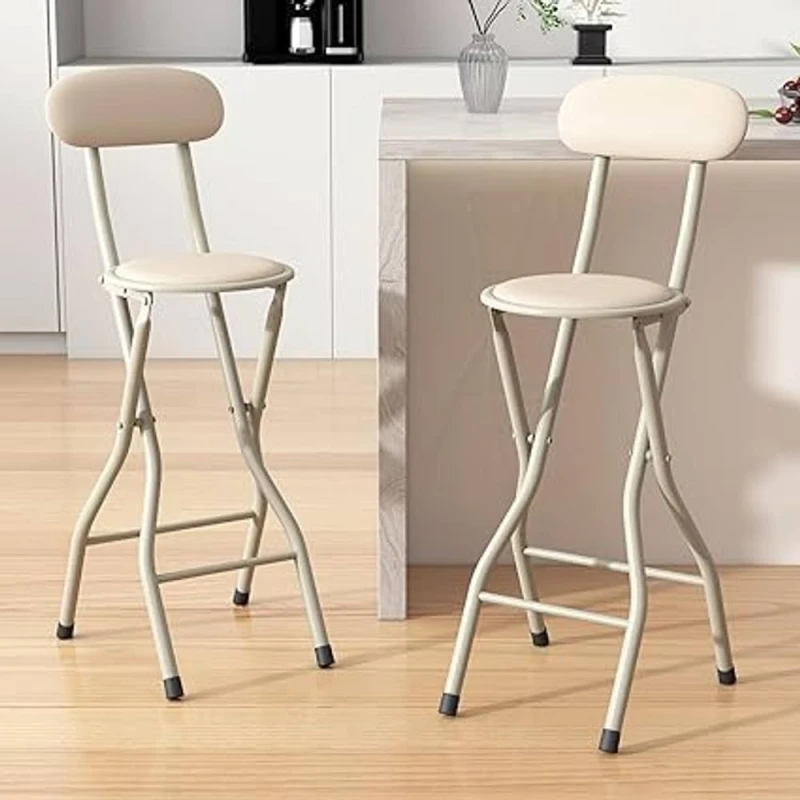 Image of MCC Direct Folding Breakfast Bar Stool padded High Chair Set of 2 White in Beige Beige Unisex
