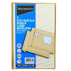 Image of Ryman Manilla Bubble Envelopes - 5-Pack