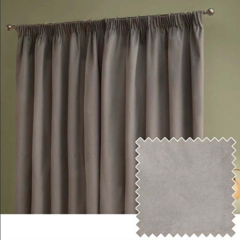 Image of Furn. The Ultimate Velvet Blackout Pencil Pleat Curtain Pair, Silver, (W)117X (D)137Cm