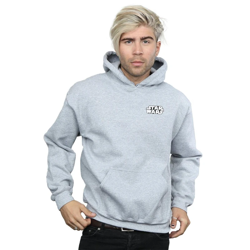 Image of Star Wars Star Wars Men Logo Badge Hoodie in Grey Size: Small Grey S Male 5057864246315