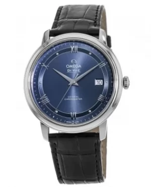 Image of Omega De Ville Prestige Co-Axial 39.5mm Blue Dial Leather Strap Mens Watch 424.13.40.20.03.002 424.13.40.20.03.002